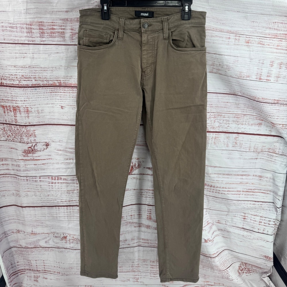 Mavi Zach Jeans Mens 36x32 Straight Leg Pants Taupe Brown Stretch Cotton Twill